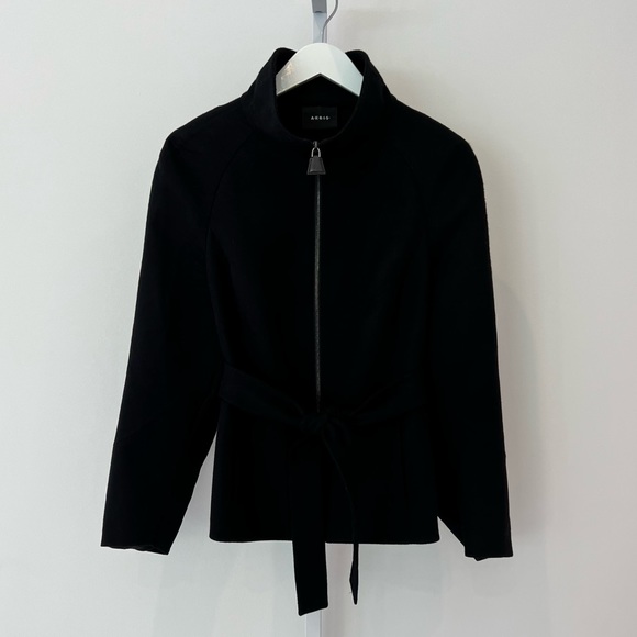 AKRIS BLACK CASHMERE BELTED JACKET SIZE US 10 - Picture 4 of 17